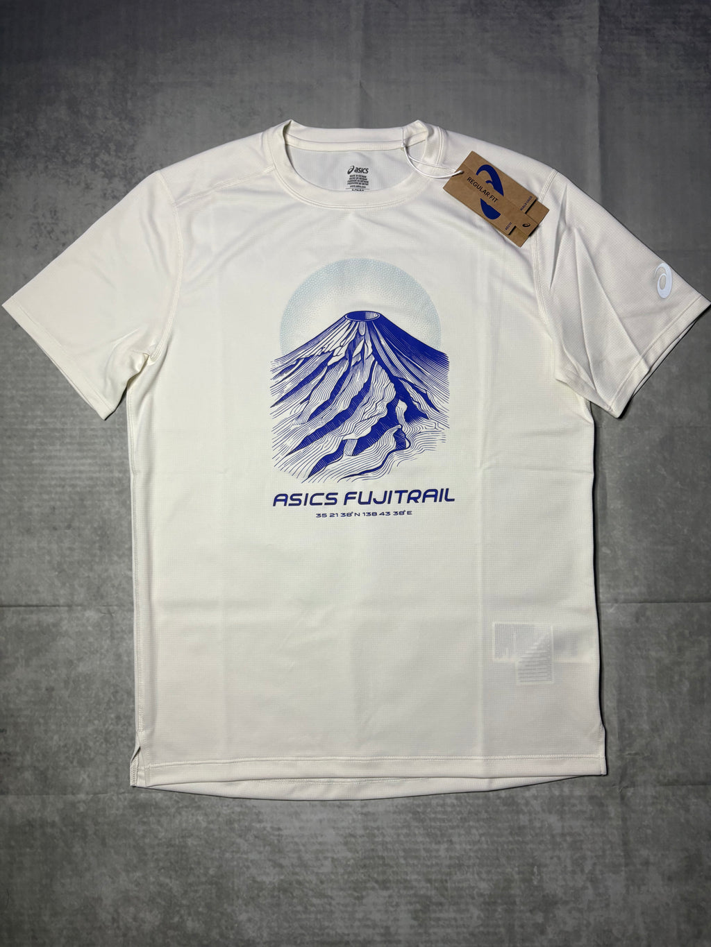 Asics Fujitrail Logo SS T-shirt-Cream/Dark Cobalt Burst/Cool Grey