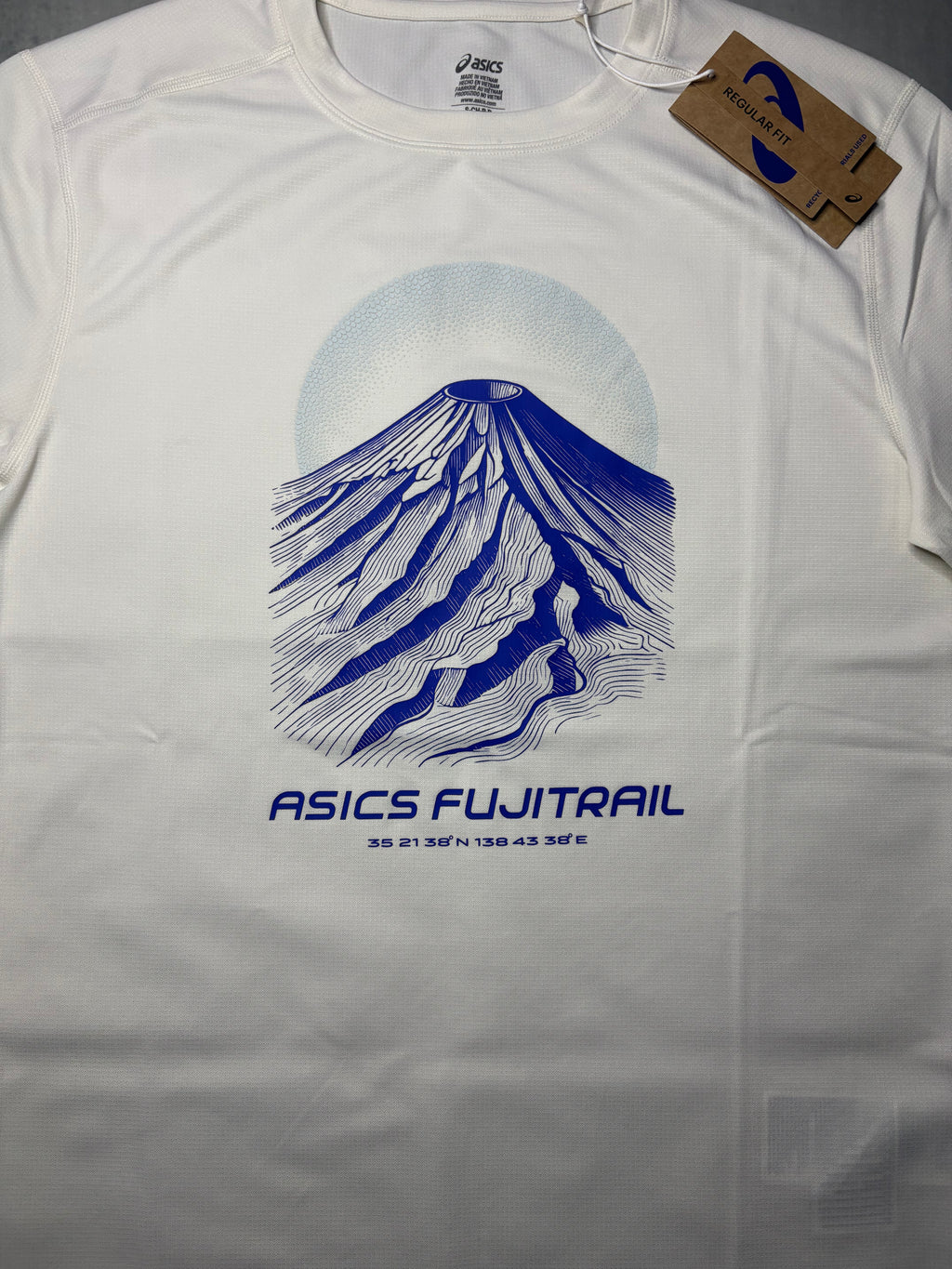 Asics Fujitrail Logo SS T-shirt-Cream/Dark Cobalt Burst/Cool Grey