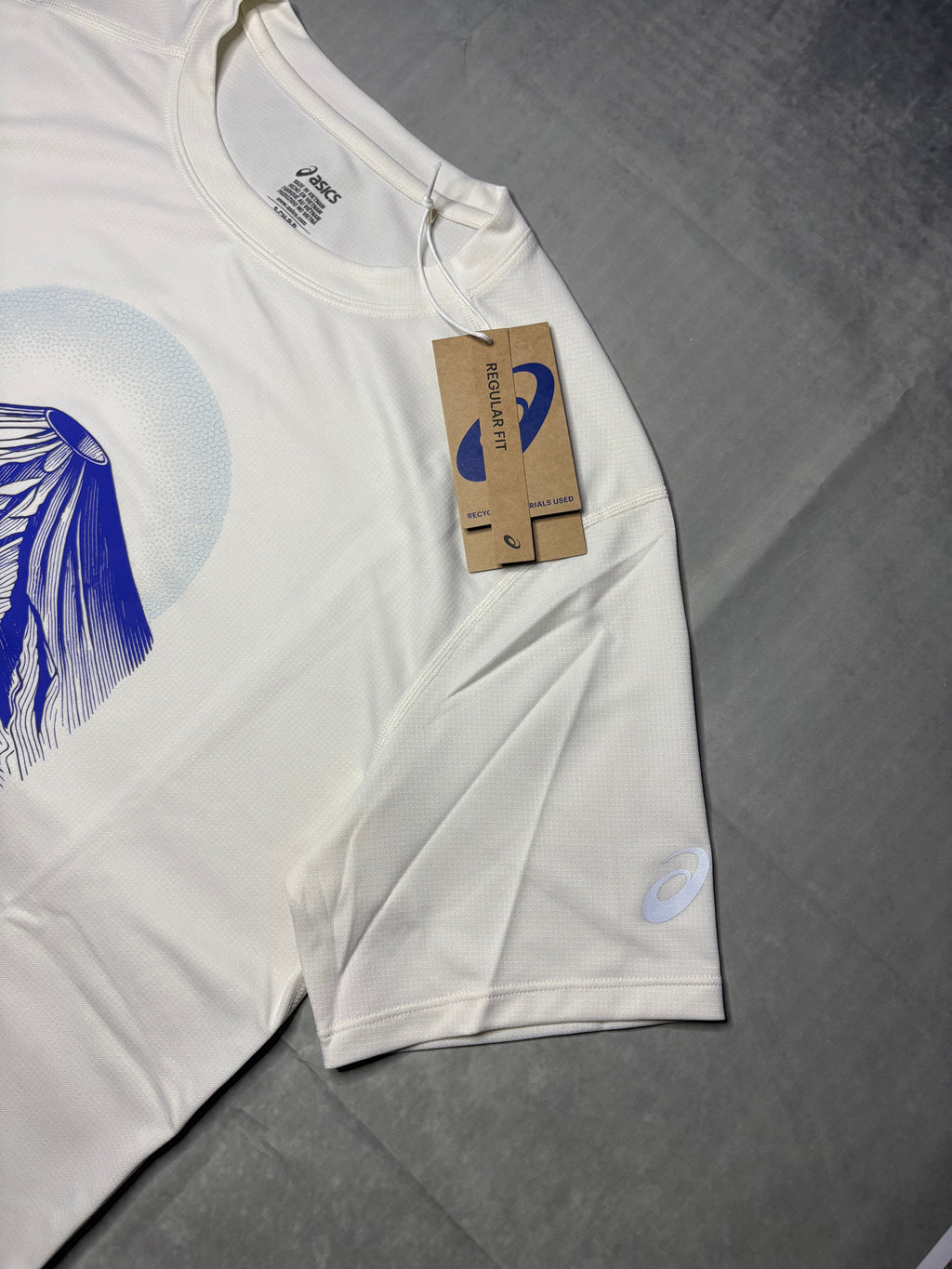 Asics Fujitrail Logo SS T-shirt-Cream/Dark Cobalt Burst/Cool Grey